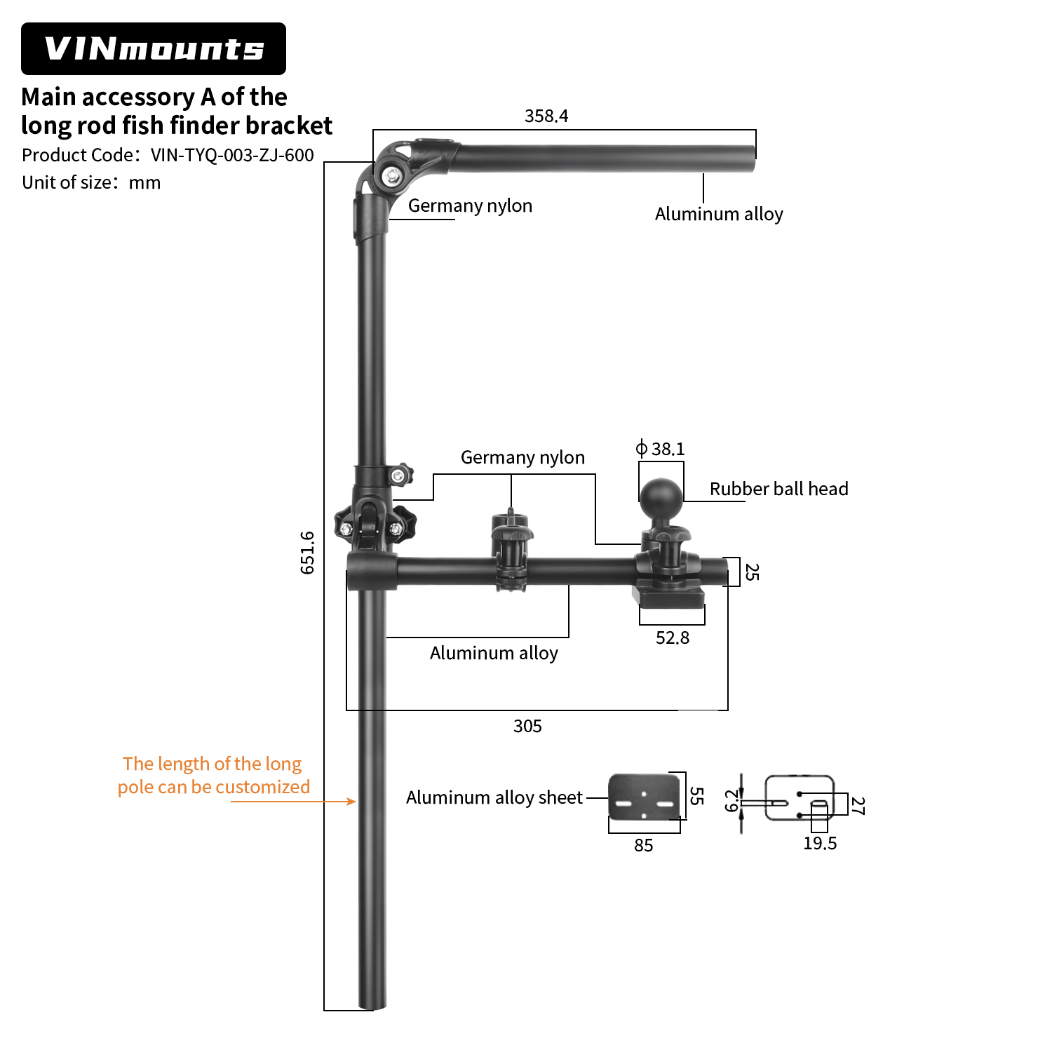 VIN Mounts Universal Sonar Fis - Fish Finder Mount review and price