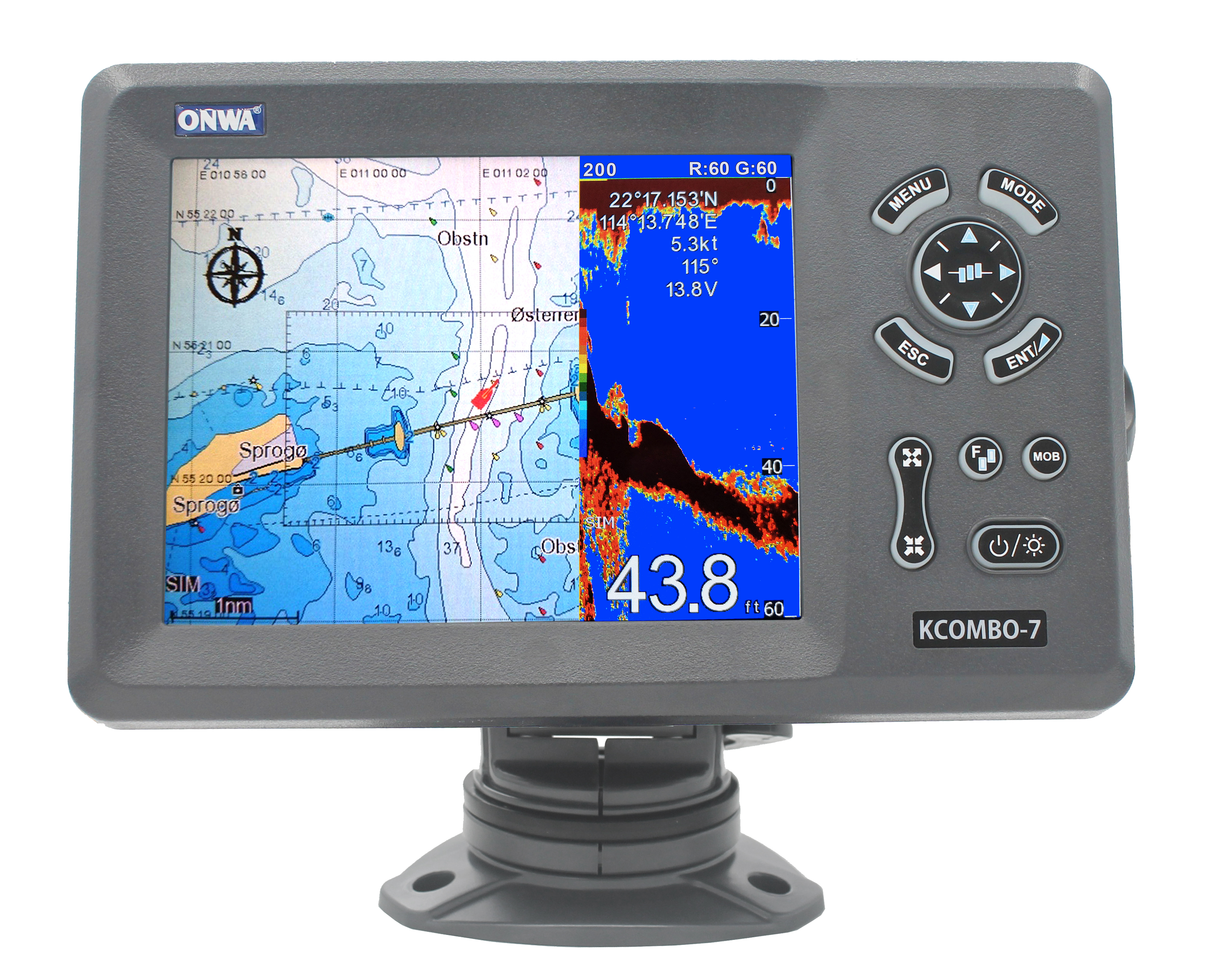 ONWA KCombo-7 7inch Marine GPS - Fish Finder Transducer review and price